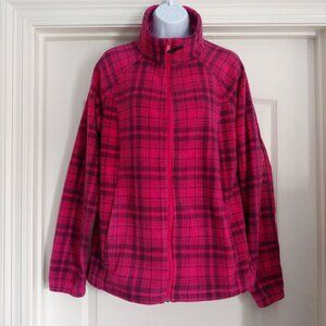 Columbia women's pink plaid full-zip fleece jacket Outerwear Camping XL